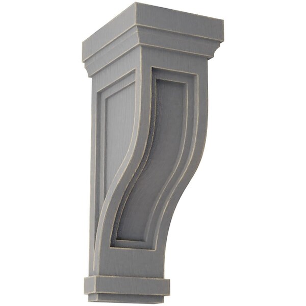 Ekena Millwork 6 1/2"W x 6 1/2"D x 14"H Traditional Recessed Wood Vintage Decor Corbel, Pebble Grey CORWD06X06X14TRPG - main